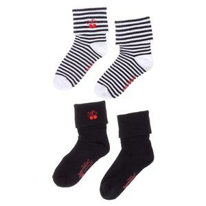 Cherries Ankle Sock Set - 2 Pack - Retro Rockabilly 1950s 1940s Cherry Striped